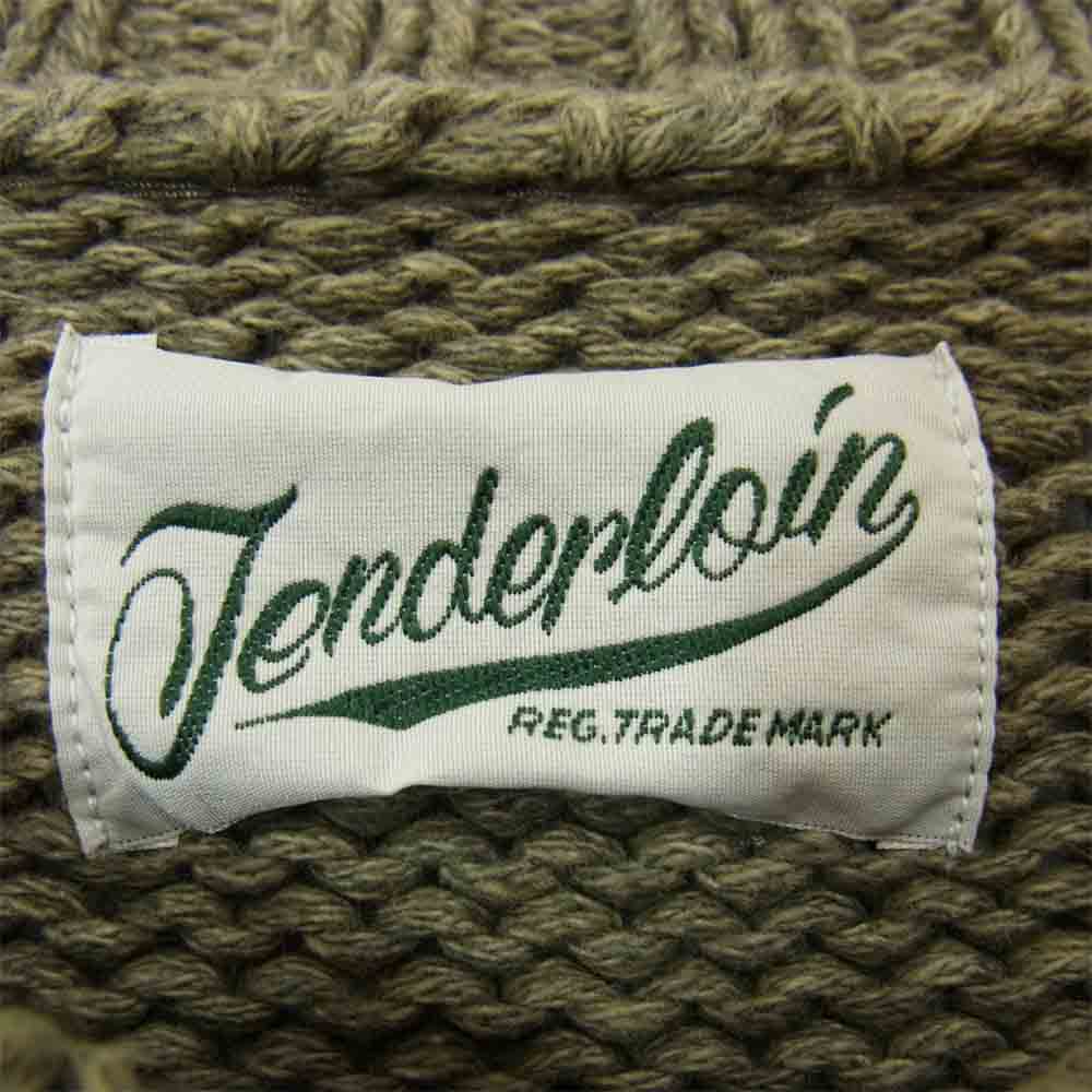 TENDERLOIN テンダーロイン 19AW V-NECK COTTON KNIT コットンニット カーキ系 M【中古】