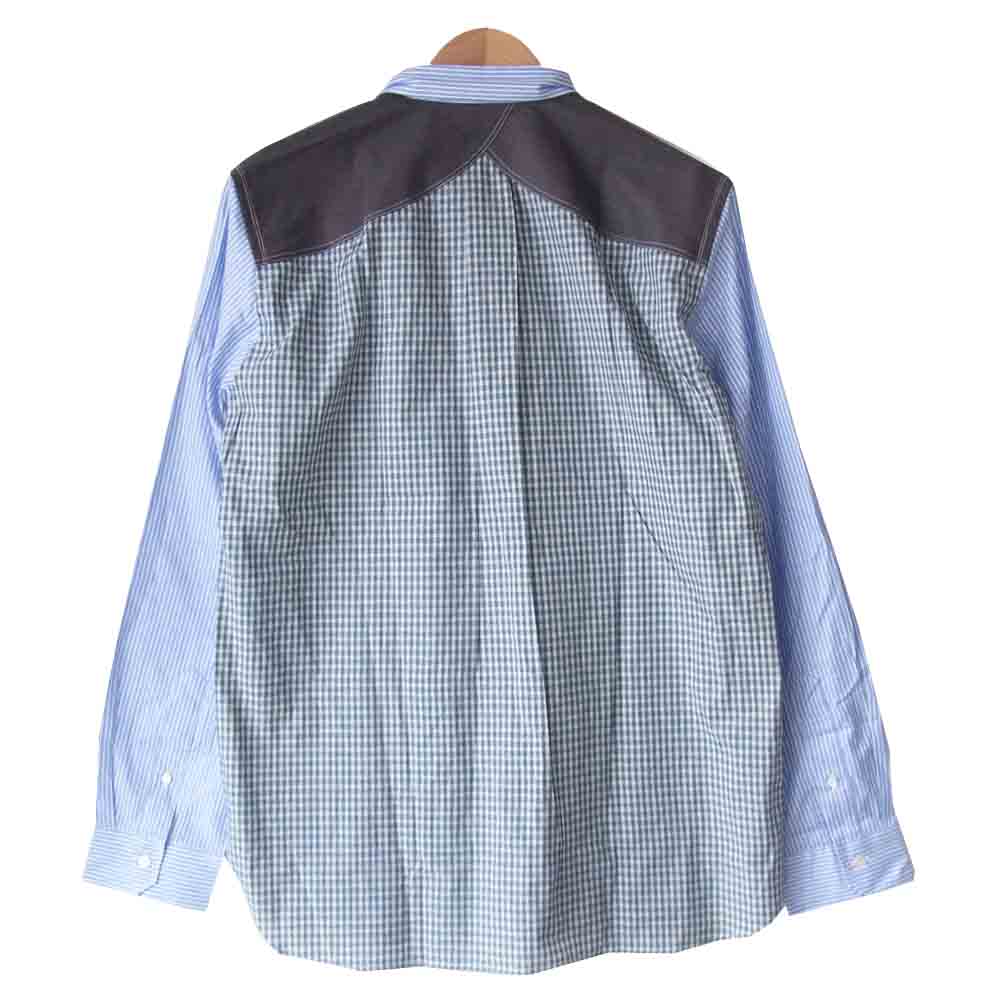 JUNYA WATANABE COMME des GARCONS ジュンヤワタナベコムデギャルソン 20AW WF-B012 多素材切り替え ストライプ シャツ ブルー系 L【新古品】【未使用】【中古】