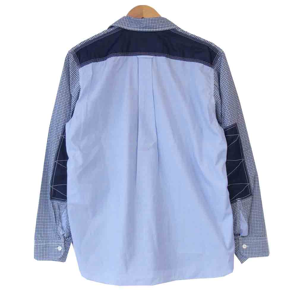 JUNYA WATANABE COMME des GARCONS ジュンヤワタナベコムデギャルソン WF-B007 多素材切り替え チェック シャツ ブルー系 S【新古品】【未使用】【中古】