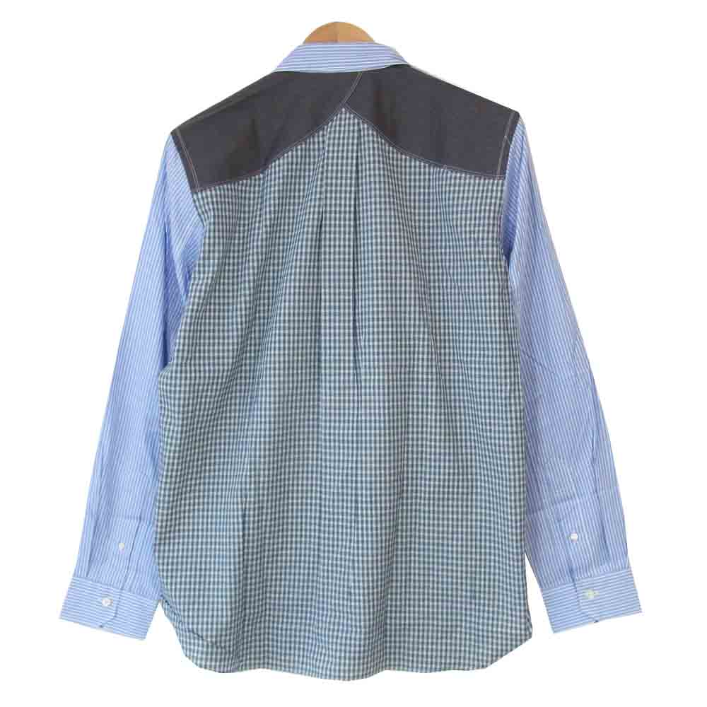 JUNYA WATANABE COMME des GARCONS ジュンヤワタナベコムデギャルソン 20AW WF-B012 多素材切り替え ストライプ シャツ ブルー系 M【新古品】【未使用】【中古】