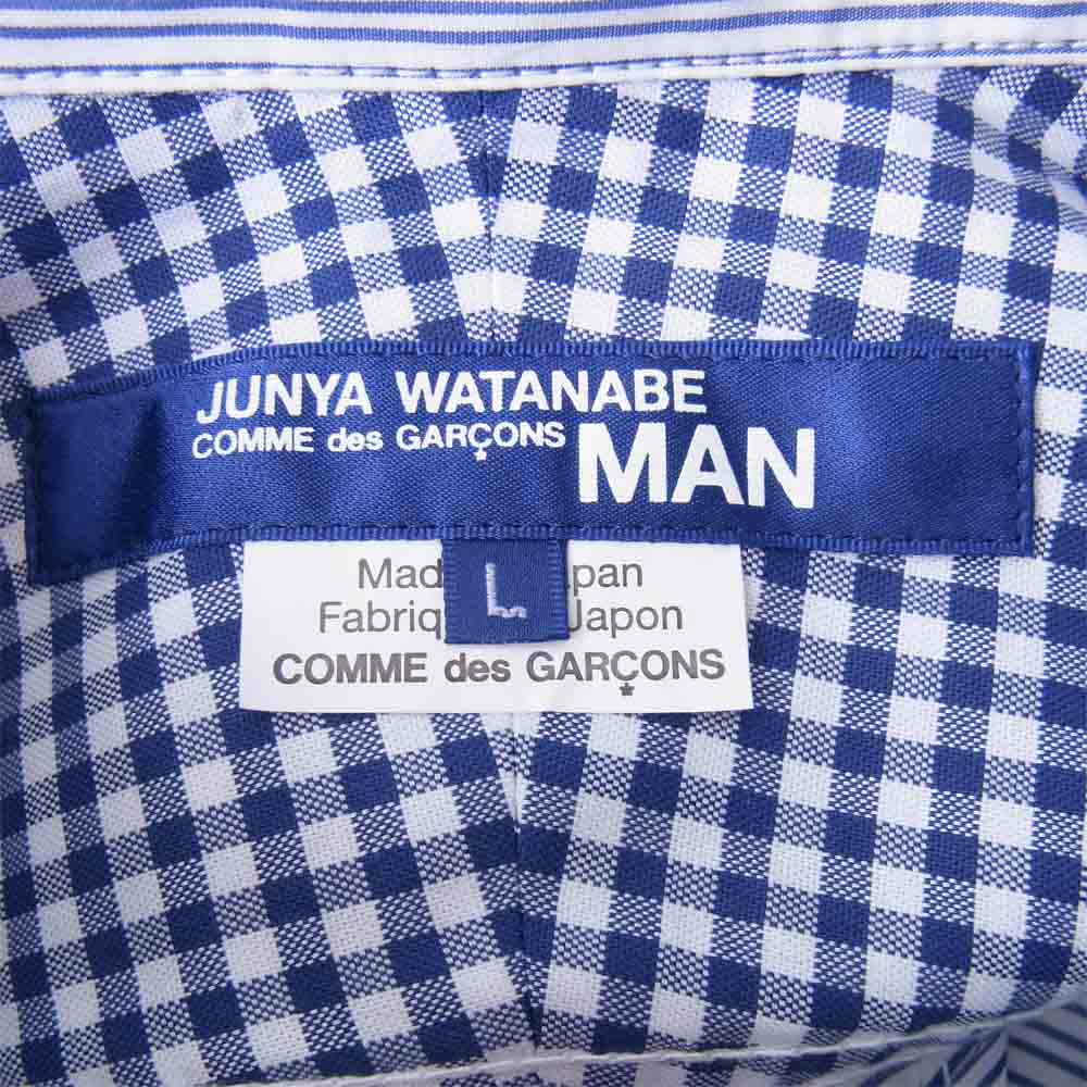 JUNYA WATANABE COMME des GARCONS ジュンヤワタナベコムデギャルソン 20AW WF-B004 多素材切り替え ストライプ シャツ ブルー系 L【新古品】【未使用】【中古】