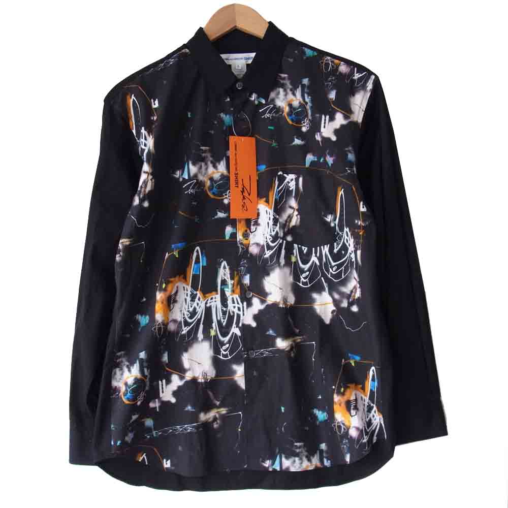 COMME des GARCONS コムデギャルソン 20AW W28006-1 × フューチュラ Futura Print Shirt グラフィック プリント シャツ ブラック系 S【新古品】【未使用】【中古】