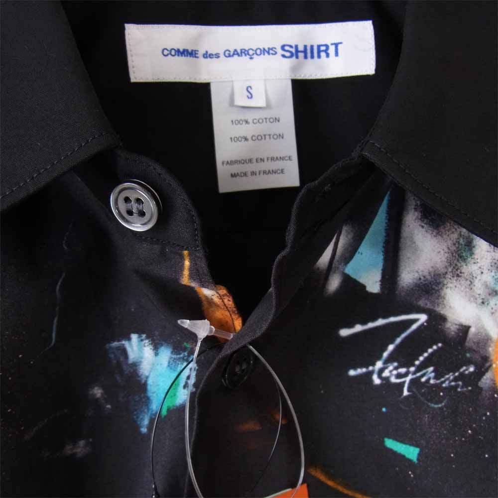 COMME des GARCONS コムデギャルソン 20AW W28006-1 × フューチュラ Futura Print Shirt グラフィック プリント シャツ ブラック系 S【新古品】【未使用】【中古】