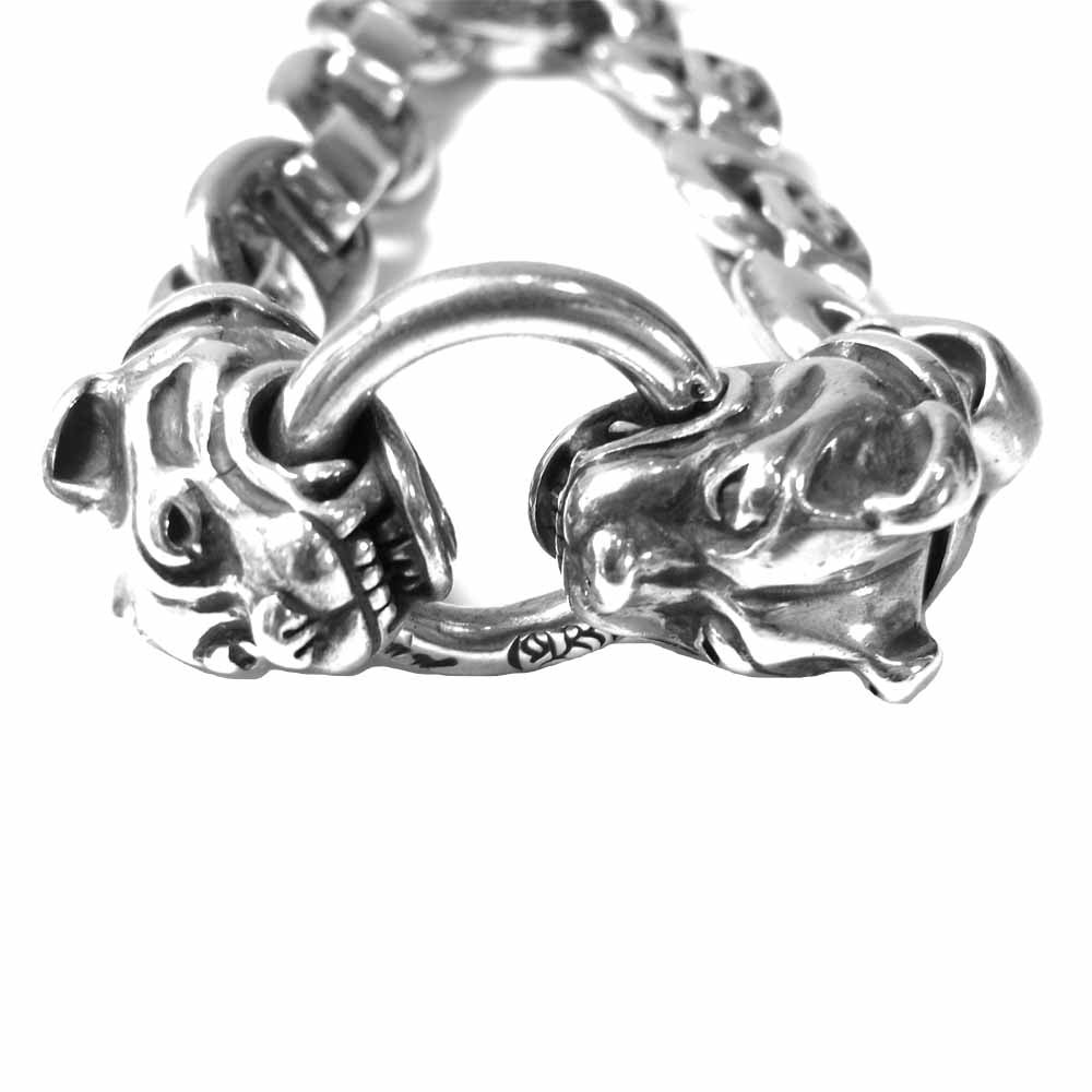 BILL WALL LEATHER ビルウォールレザー MINI DOG HEAD WITH C-CROSS ミニ ドッグ ヘッド クロス ブレスレット シルバー系【中古】