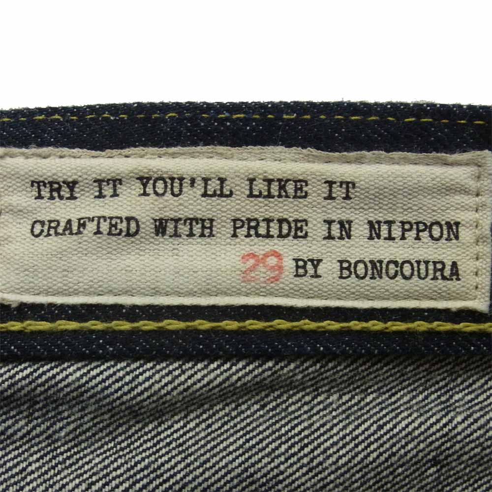 BONCOURA ボンクラ 15FRT-28 SHRINK TO FIT リジッド セルビッジ デニム パンツ インディゴブルー系 29【中古】