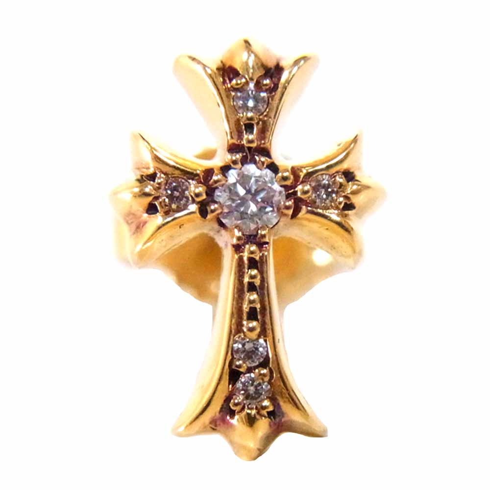 CHROME HEARTS クロムハーツ（原本無） 22K CHクロス ファット ダイヤ ピアス ゴールド系【中古】