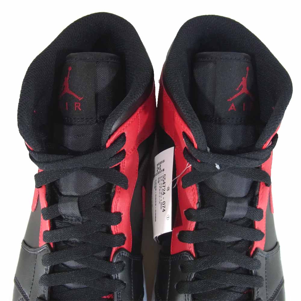 NIKE ナイキ 554724-074 AIR JORDAN 1 MID BRED エアジョーダン 1 ミッド ブレッド スニーカー 赤×黒系 US9.5【新古品】【未使用】【中古】