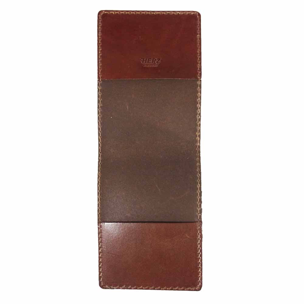 HERZ ヘルツ メモパッドホルダー B7 カバー ホルダー レザー 日本製 ブラウン系【美品】【中古】