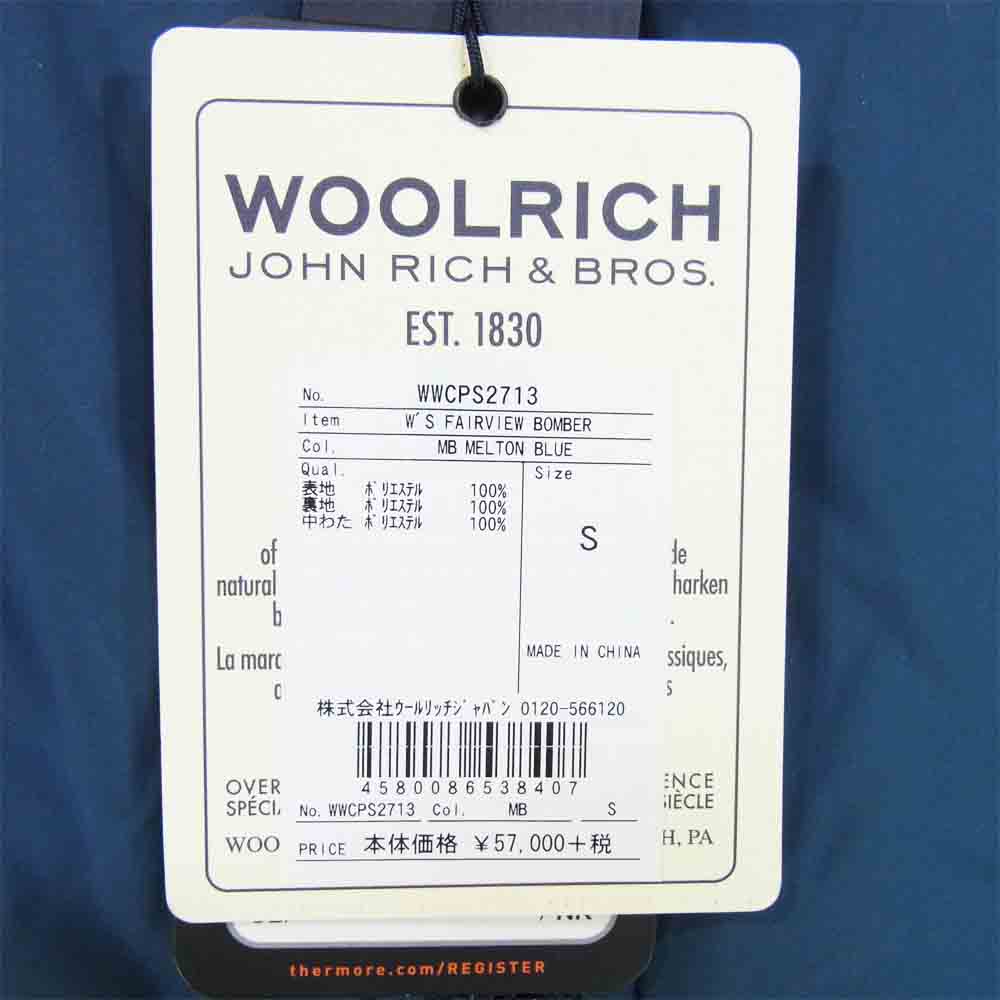 WOOLRICH ウールリッチ WWCPS2713 AIRVIEW BOMBER ボンバー ジャケット MELTONBLUE S【新古品】【未使用】【中古】