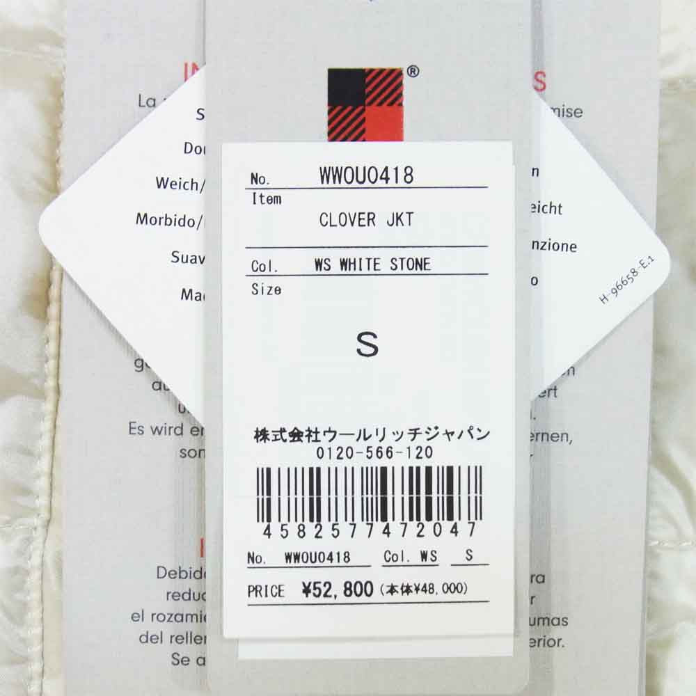 WOOLRICH ウールリッチ WWOU0418 CLOVER JKT ダウン ジャケット WHITESTONE S【新古品】【未使用】【中古】