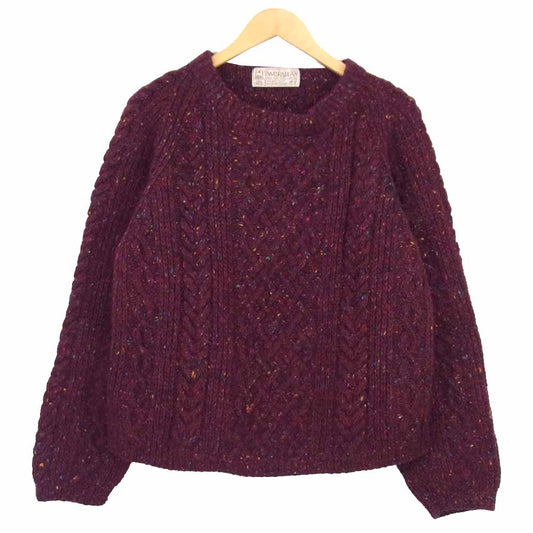 INVERALLAN インバーアラン 茶タグ 1A CREW NECK SWEATER クルーネックセーター エンジ系 サイズ表記無【中古】