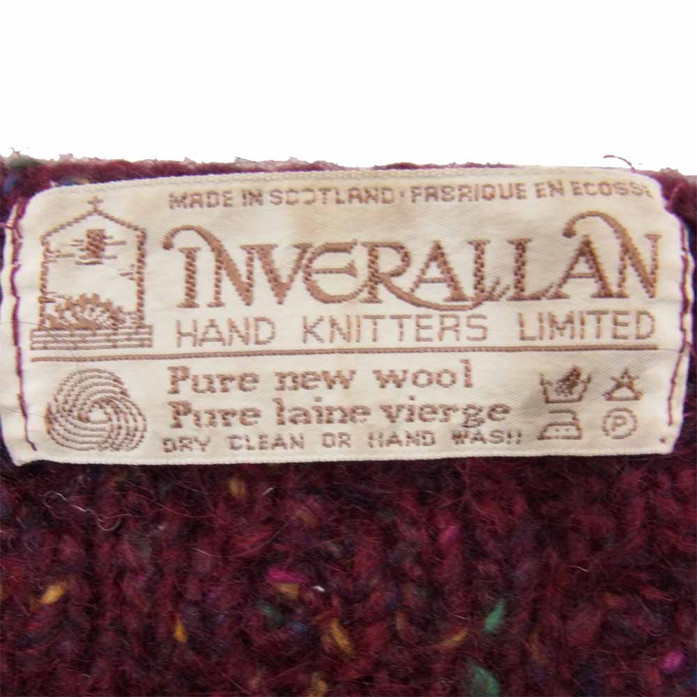 INVERALLAN インバーアラン 茶タグ 1A CREW NECK SWEATER クルーネックセーター エンジ系 サイズ表記無【中古】