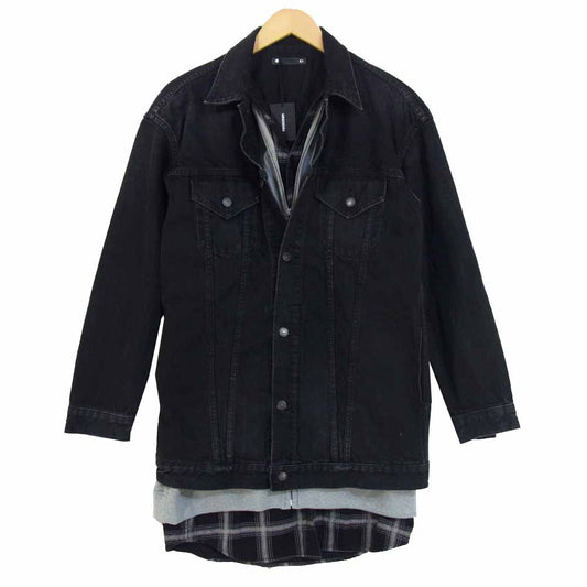 マインデニム 1809-9002-95-012 Layered Long GJKT レイヤード ジャケット ブラック系 1【美品】【中古】