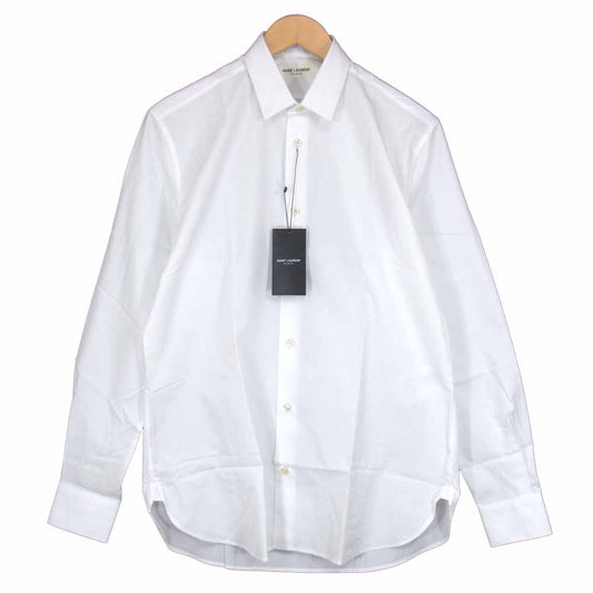 SAINT LAURENT サンローラン 536096 Y217W 国内正規品 プレーン 長袖シャツ ホワイト系 38【新古品】【未使用】【中古】