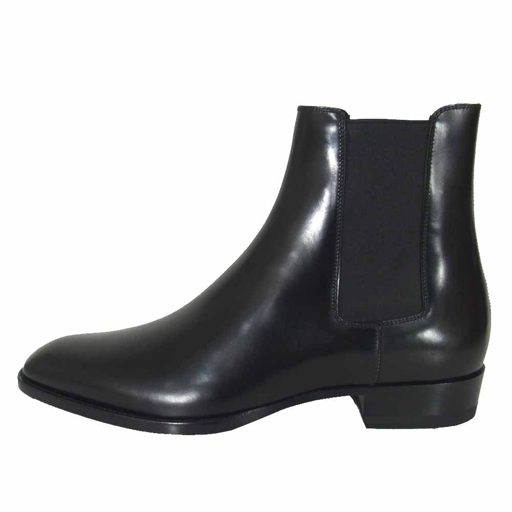 SAINT LAURENT サンローラン 592438 サイドゴア レザー チェルシー ブーツ ブラック系 41 1/2【新古品】【未使用】【中古】
