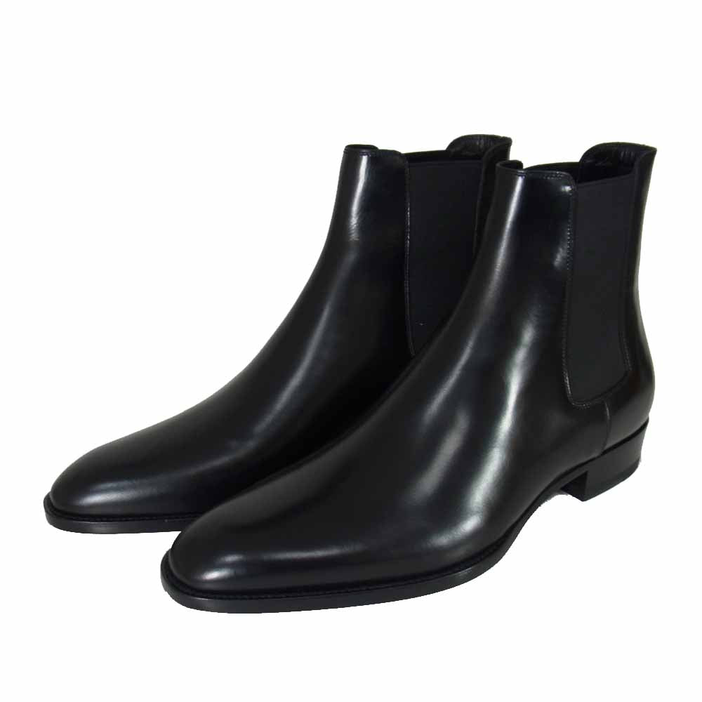 SAINT LAURENT サンローラン 592438 サイドゴア レザー チェルシー ブーツ ブラック系 41 1/2【新古品】【未使用】【中古】