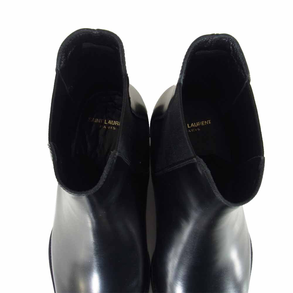 SAINT LAURENT サンローラン 592438 サイドゴア レザー チェルシー ブーツ ブラック系 41 1/2【新古品】【未使用】【中古】