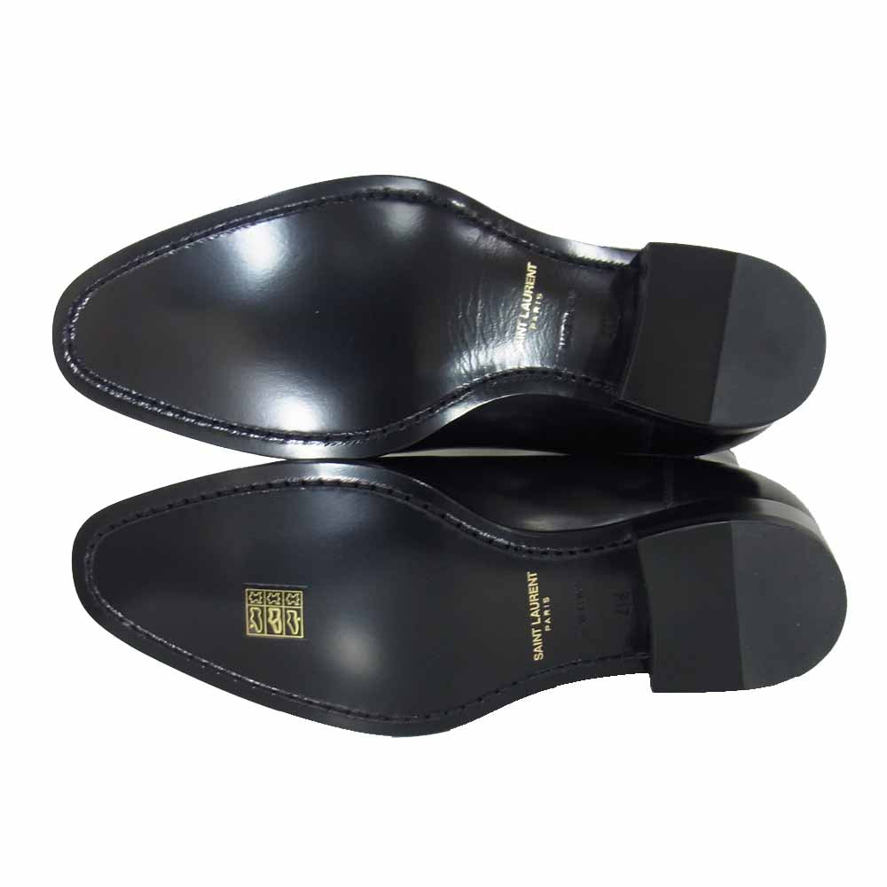 SAINT LAURENT サンローラン 592438 サイドゴア レザー チェルシー ブーツ ブラック系 41 1/2【新古品】【未使用】【中古】
