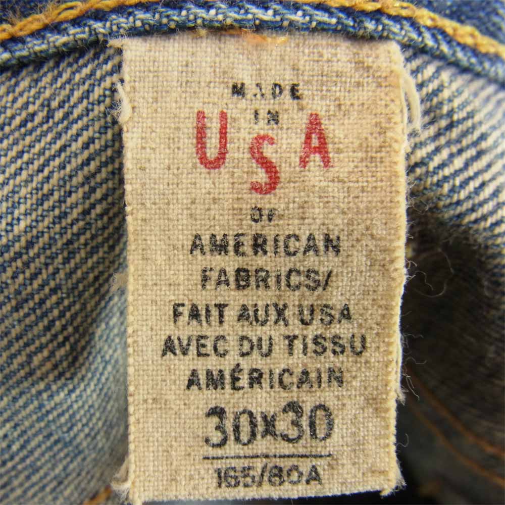 RRL ダブルアールエル R41RB40 米国製 国内正規品 LOW STRAIGHT AUSTIN WASH 黄耳 ボタンフライ ストレート デニム パンツ インディゴブルー系 30【美品】【中古】