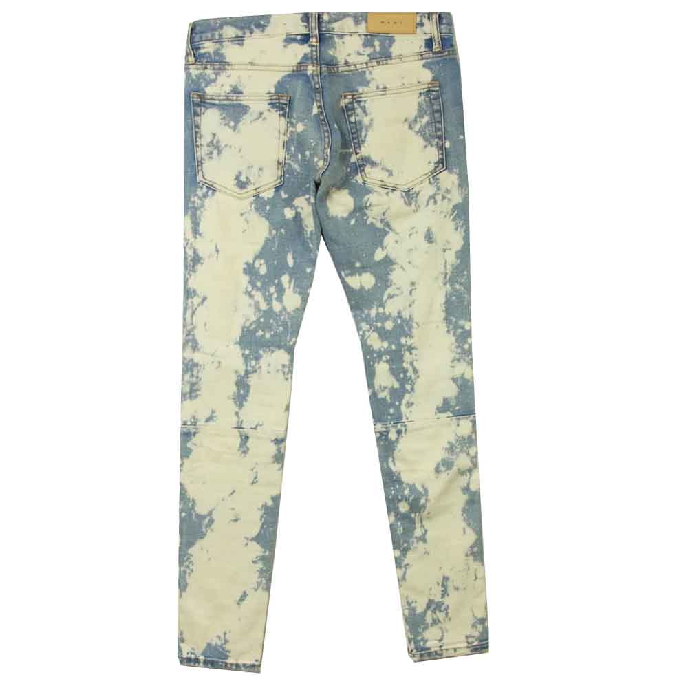 ミニマル クラッシュ加工 ブリーチ 裾ジップ デニム パンツ 中国製 インディゴブルー系 30【中古】