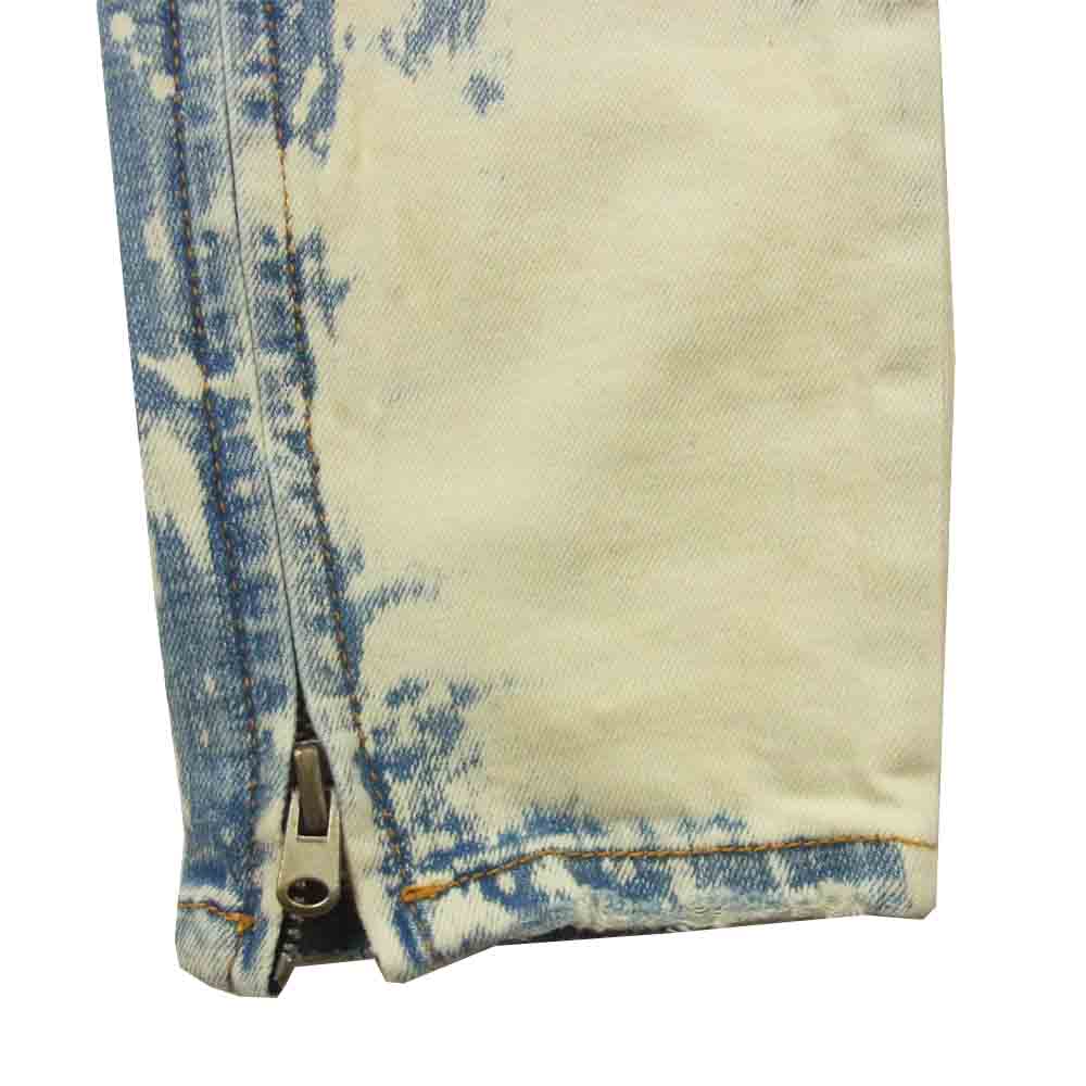 ミニマル クラッシュ加工 ブリーチ 裾ジップ デニム パンツ 中国製 インディゴブルー系 30【中古】