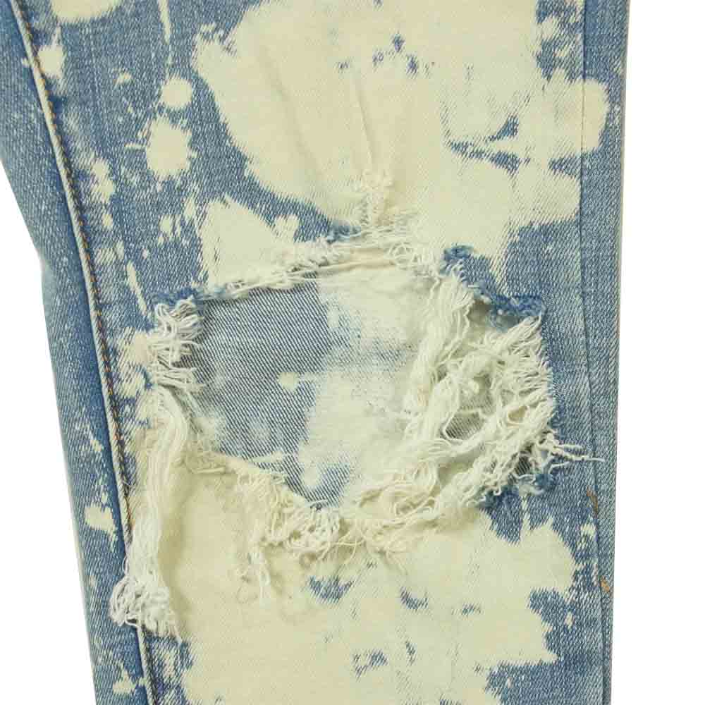 ミニマル クラッシュ加工 ブリーチ 裾ジップ デニム パンツ 中国製 インディゴブルー系 30【中古】