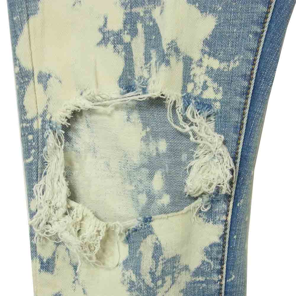 ミニマル クラッシュ加工 ブリーチ 裾ジップ デニム パンツ 中国製 インディゴブルー系 30【中古】