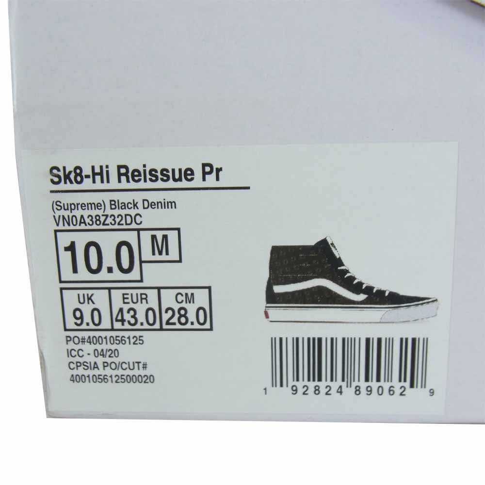 Supreme シュプリーム VN0A38Z32DC VANS バンズ Sk8-Hi Reissue Pro スケート ハイ ハイカット スニーカー ブラック系 ホワイト系 28.0cm【新古品】【未使用】【中古】