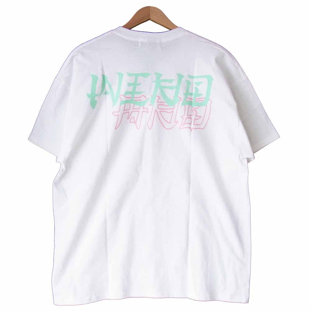 ウィンダンシー 20AW × フラグスタフ FLAGSTUFF クルーネック 半袖 ロゴ プリント Tシャツ ホワイト系 XL【新古品】【未使用】【中古】