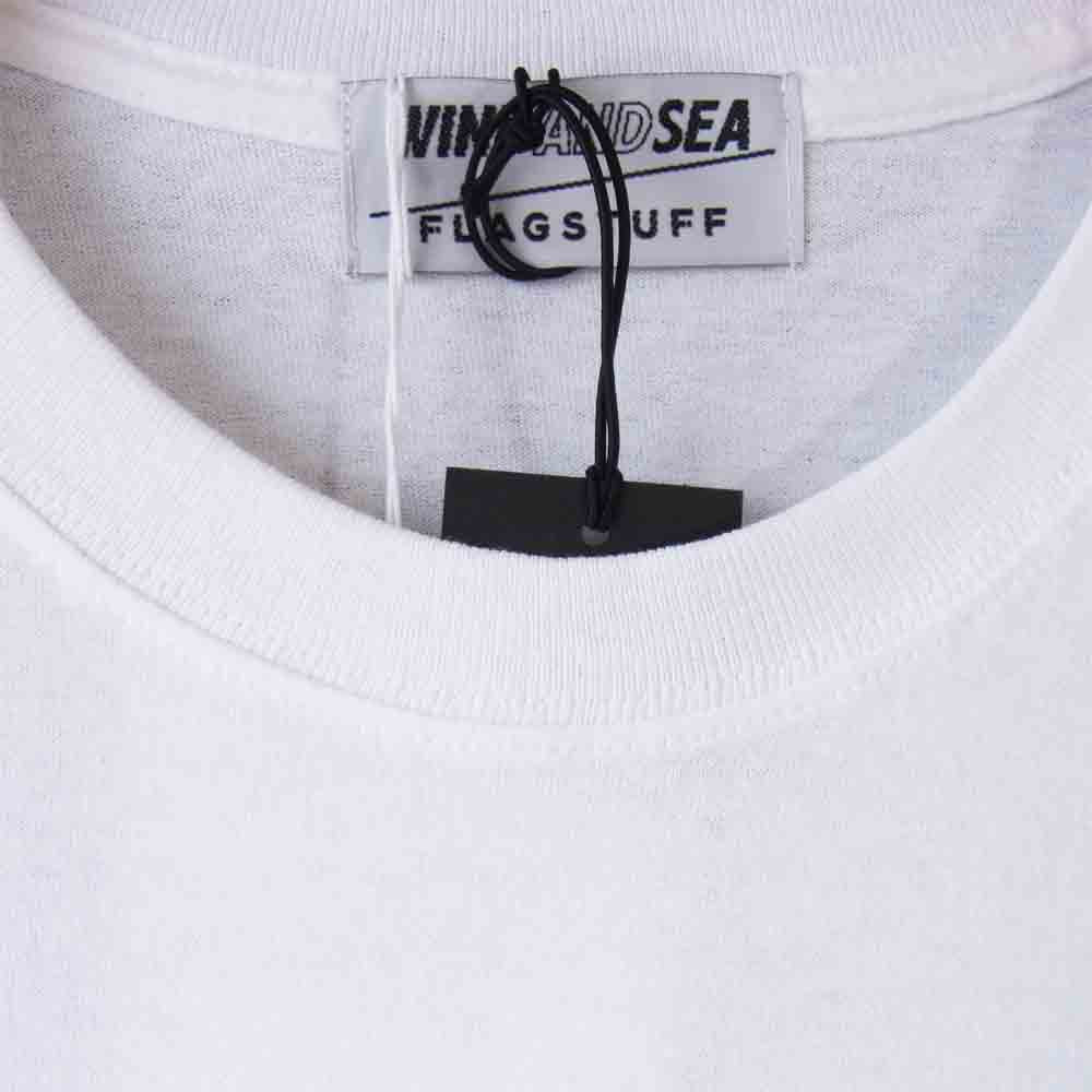 ウィンダンシー 20AW × フラグスタフ FLAGSTUFF クルーネック 半袖 ロゴ プリント Tシャツ ホワイト系 XL【新古品】【未使用】【中古】