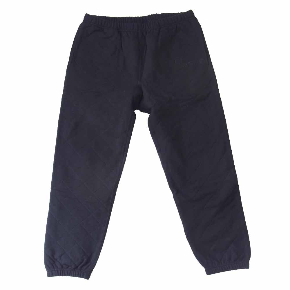Supreme シュプリーム 18AW Quilted Sweatpant ロゴ 刺繍 キルティング スウェット パンツ ブラック系 M【美品】【中古】