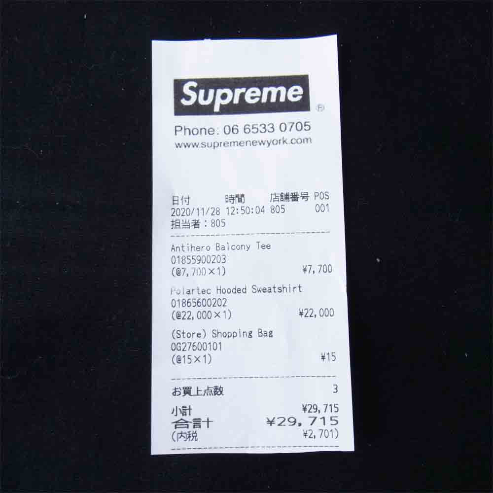 Supreme シュプリーム 20AW Polartec Hooded Sweatshirt ポーラテックフリース パーカー ブラック系 L【新古品】【未使用】【中古】