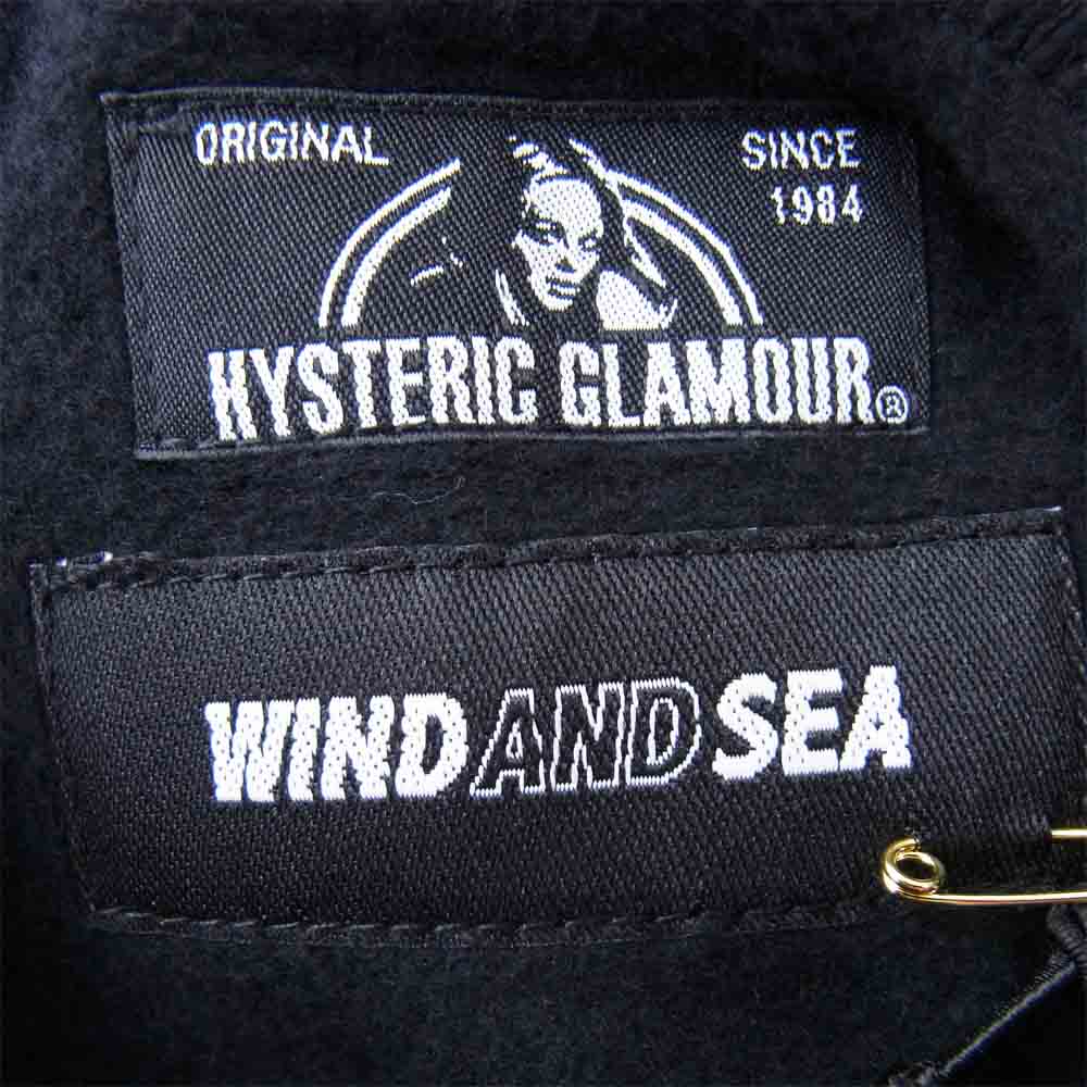 HYSTERIC GLAMOUR ヒステリックグラマー 20AW WDS-HYS-2-02 × ウィンダンシー WIND AND SEA ロゴパッチフーディ プルオーバー パーカー ブラック系 XL【新古品】【未使用】【中古】