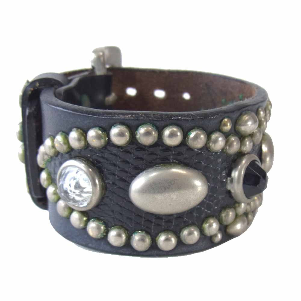 WOLF'S HEAD ウルフズヘッド スタッズ レザー ブレスレット ブラック系【中古】