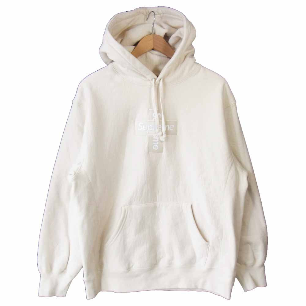 Supreme シュプリーム 20AW Cross Box Logo Hooded Sweatshirt クロス ボックスロゴ パーカー ホワイト系 M【極上美品】【中古】