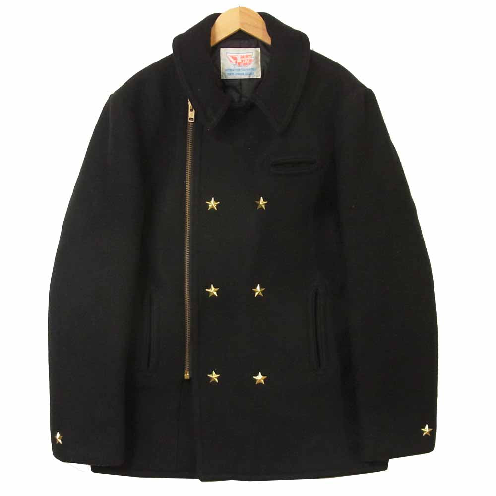TENDERLOIN テンダーロイン 01AW 星 スタッズ ウール Pコート 日本製 ブラック系 XL【中古】