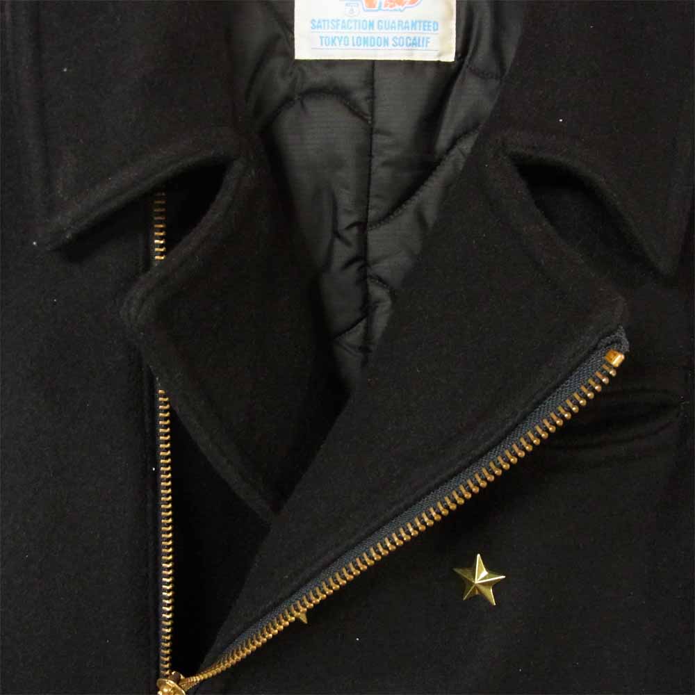 TENDERLOIN テンダーロイン 01AW 星 スタッズ ウール Pコート 日本製 ブラック系 XL【中古】