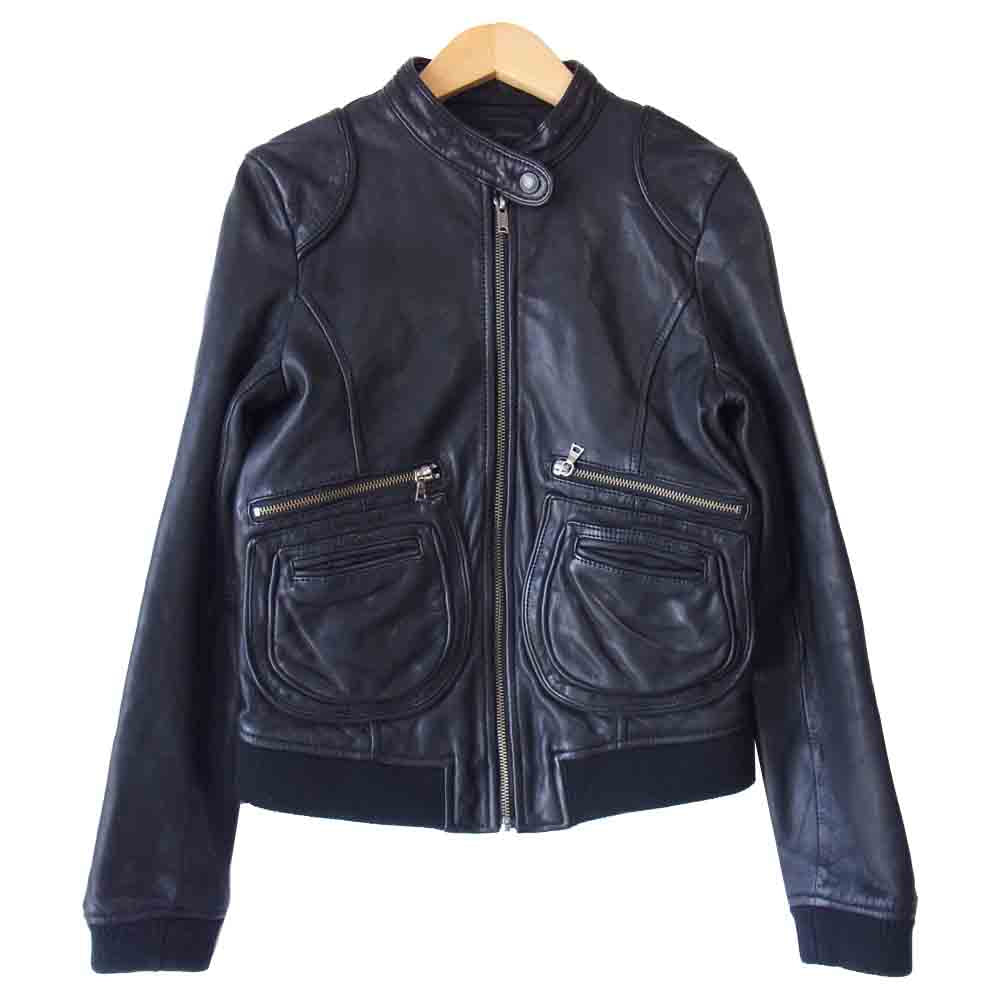 HYSTERIC GLAMOUR ヒステリックグラマー 0123LB03 ゴートスキン レザー ジャケット F レディース ブラック系 F【中古】