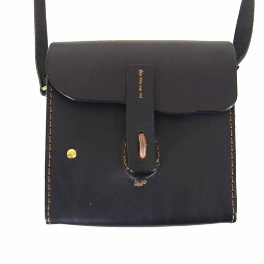 HERZ ヘルツ ミニ レザー ショルダー バッグ ブラック系【美品】【中古】