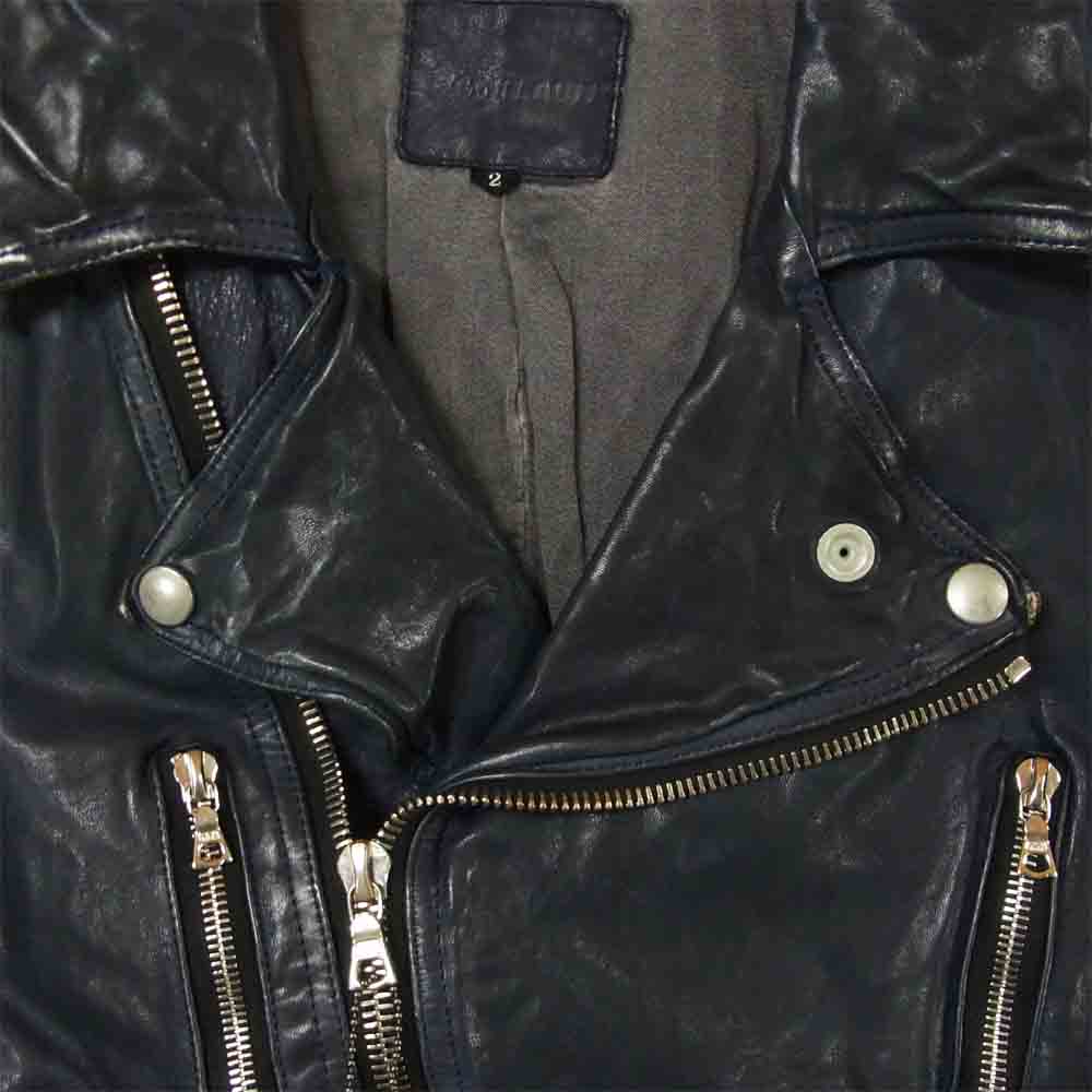 イサムカタヤマ バックラッシュ 1606-03 ジャパンホース 馬革 レザー 製品染め ダブル ライダース ジャケット ネイビー系 M【中古】