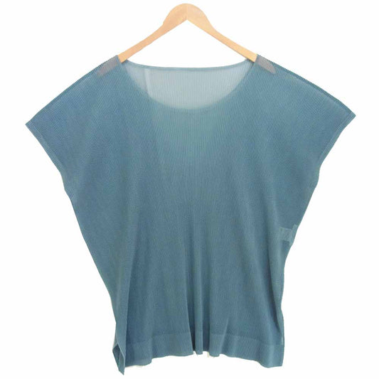 PLEATS PLEASE プリーツプリーズ ISSEY MIYAKE イッセイミヤケ メッシュ ビッグ シルエット カットソー ライトブルー系 3【美品】【中古】