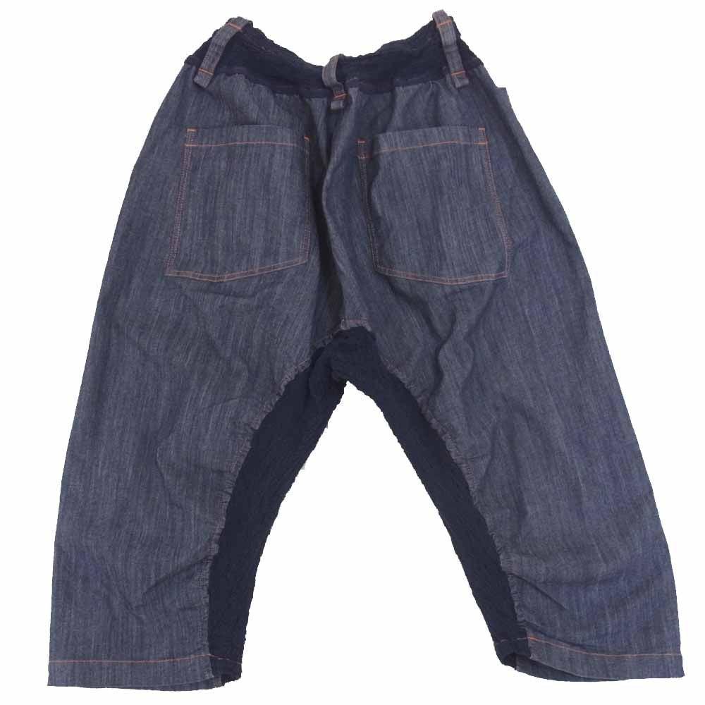 ISSEY MIYAKE イッセイミヤケ me 切替 デニム パンツ 日本製 ウエストゴム インディゴブルー系 表記無し【美品】【中古】