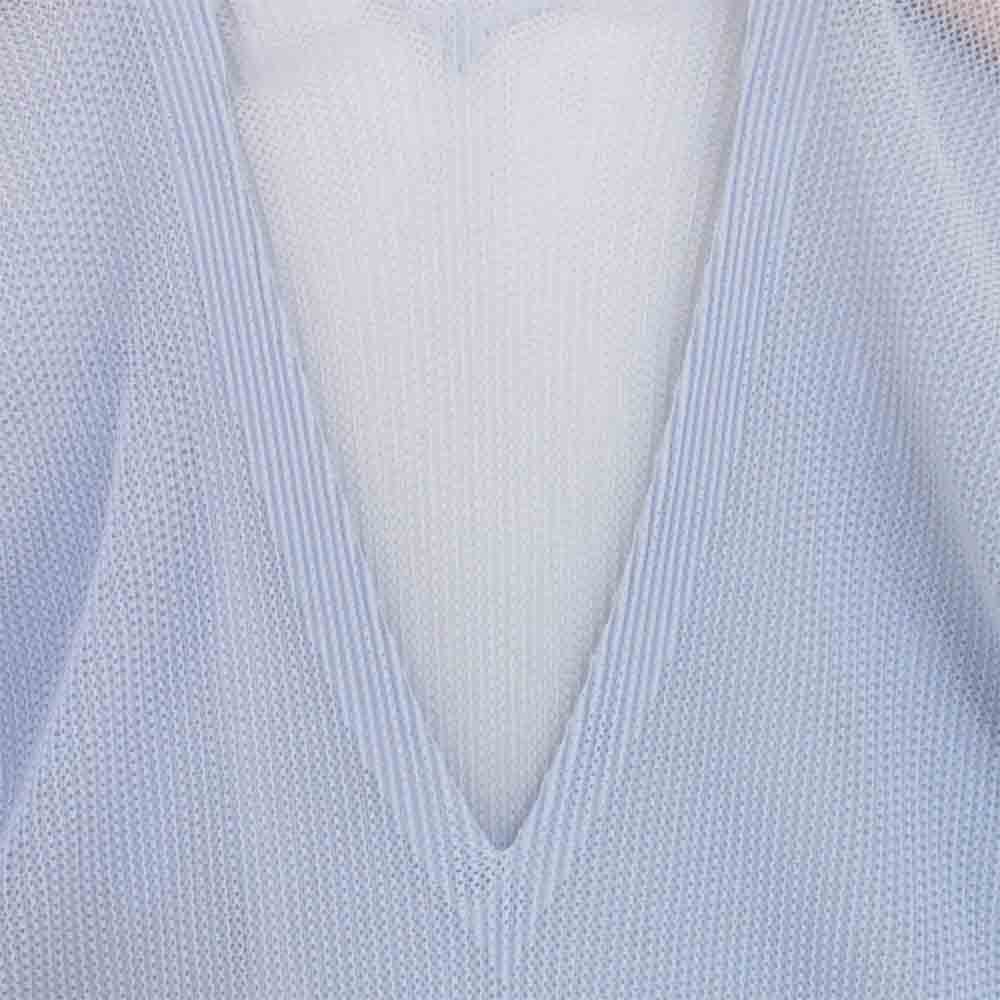 PLEATS PLEASE プリーツプリーズ イッセイミヤケ ISSEY MIYAKE イッセイミヤケ ボックス シルエット メッシュ Vネック ワンピース ライトブルー系 3【美品】【中古】