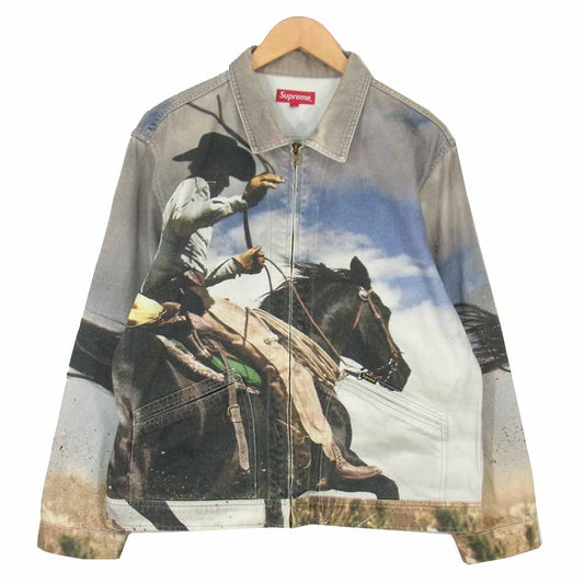 Supreme シュプリーム 17SS Cowboy Denim Work Jacket カウボーイ デニム ワークジャケット グレー系 L【中古】