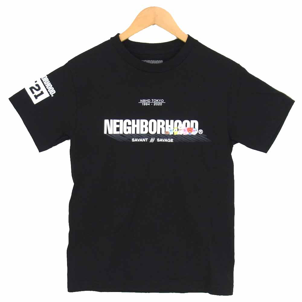 NEIGHBORHOOD ネイバーフッド NHBT-1/C-TEE.SS × BT21 ロゴ プリント Tシャツ ブラック系 S【新古品】【未使用】【中古】