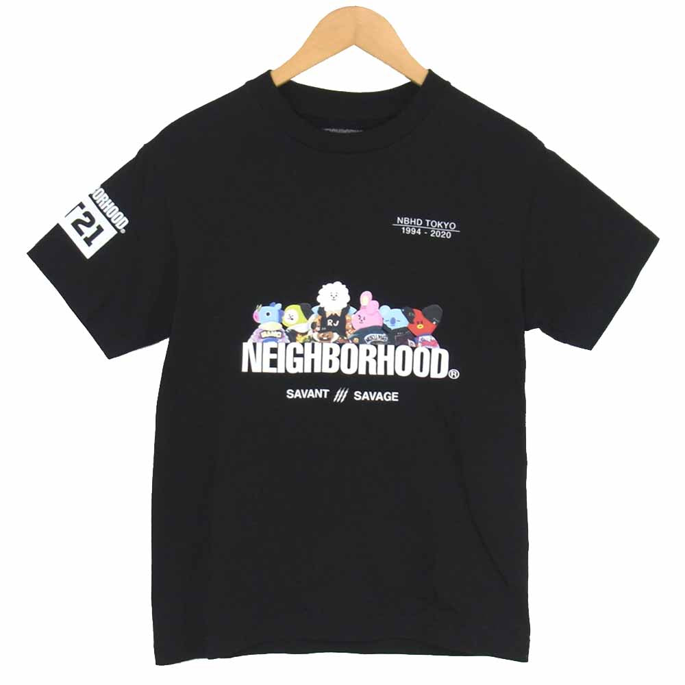 NEIGHBORHOOD ネイバーフッド NHBT-2/C-TEE.SS × BT21 ロゴ プリント Tシャツ ブラック系 S【新古品】【未使用】【中古】