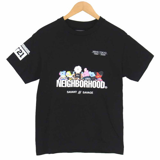 NEIGHBORHOOD ネイバーフッド NHBT-2/C-TEE.SS × BT21 ロゴ プリント Tシャツ ブラック系 S【新古品】【未使用】【中古】