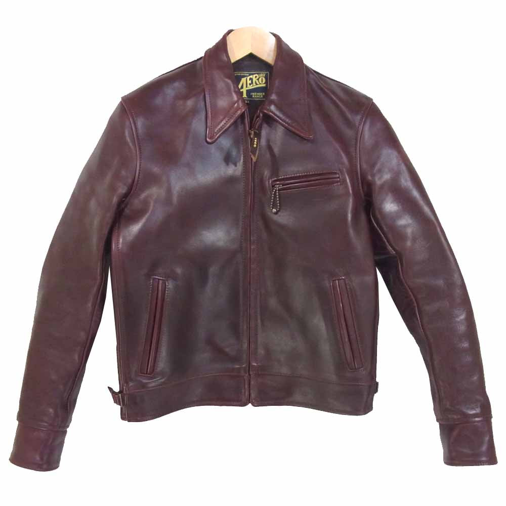 AERO LEATHER エアロレザー HIGHWAYMAN ハイウェイマン ホースハイド レザー ライダース ジャケット 赤茶系 34【中古】