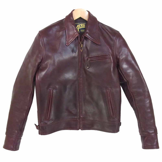AERO LEATHER エアロレザー HIGHWAYMAN ハイウェイマン ホースハイド レザー ライダース ジャケット 赤茶系 34【中古】