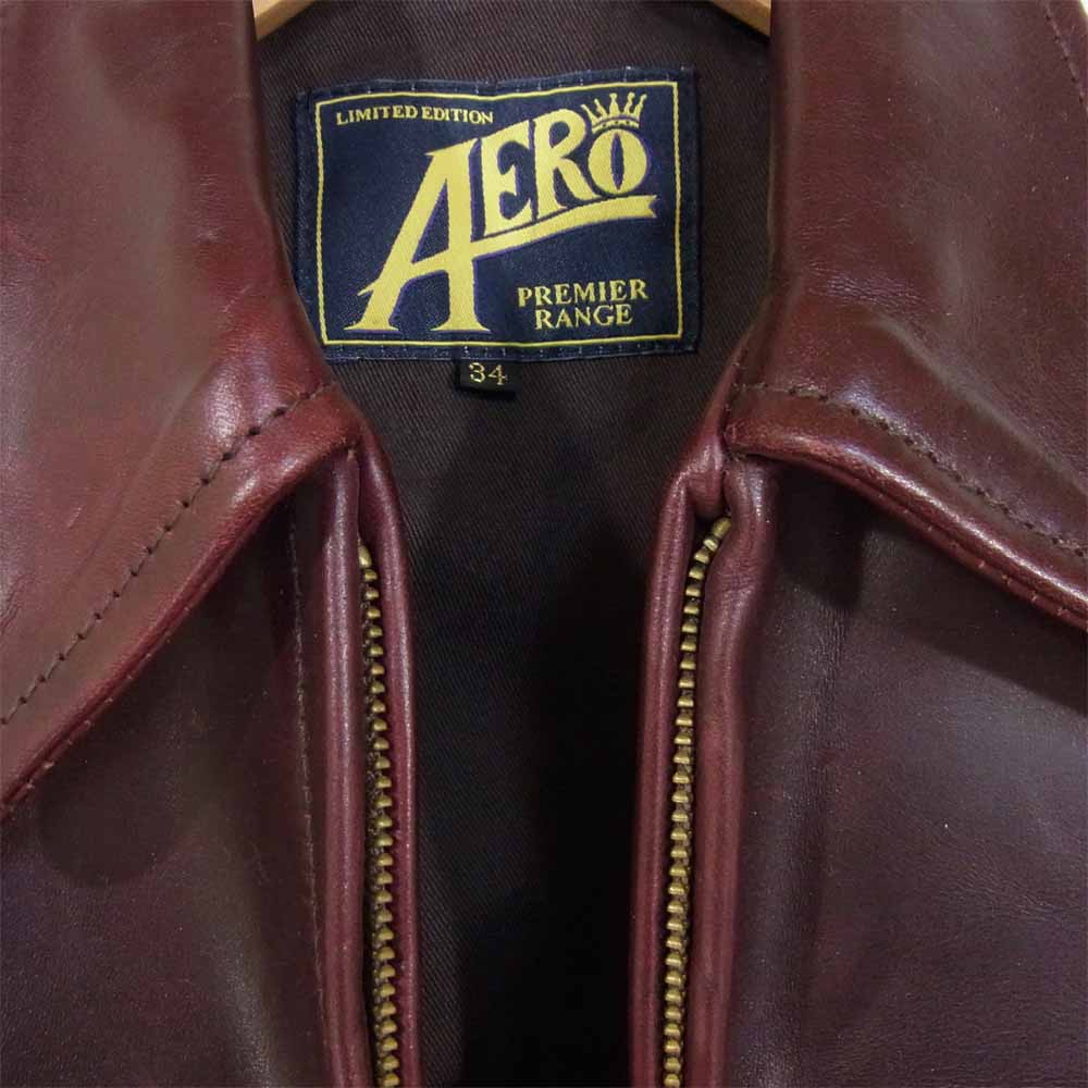 AERO LEATHER エアロレザー HIGHWAYMAN ハイウェイマン ホースハイド レザー ライダース ジャケット 赤茶系 34【中古】